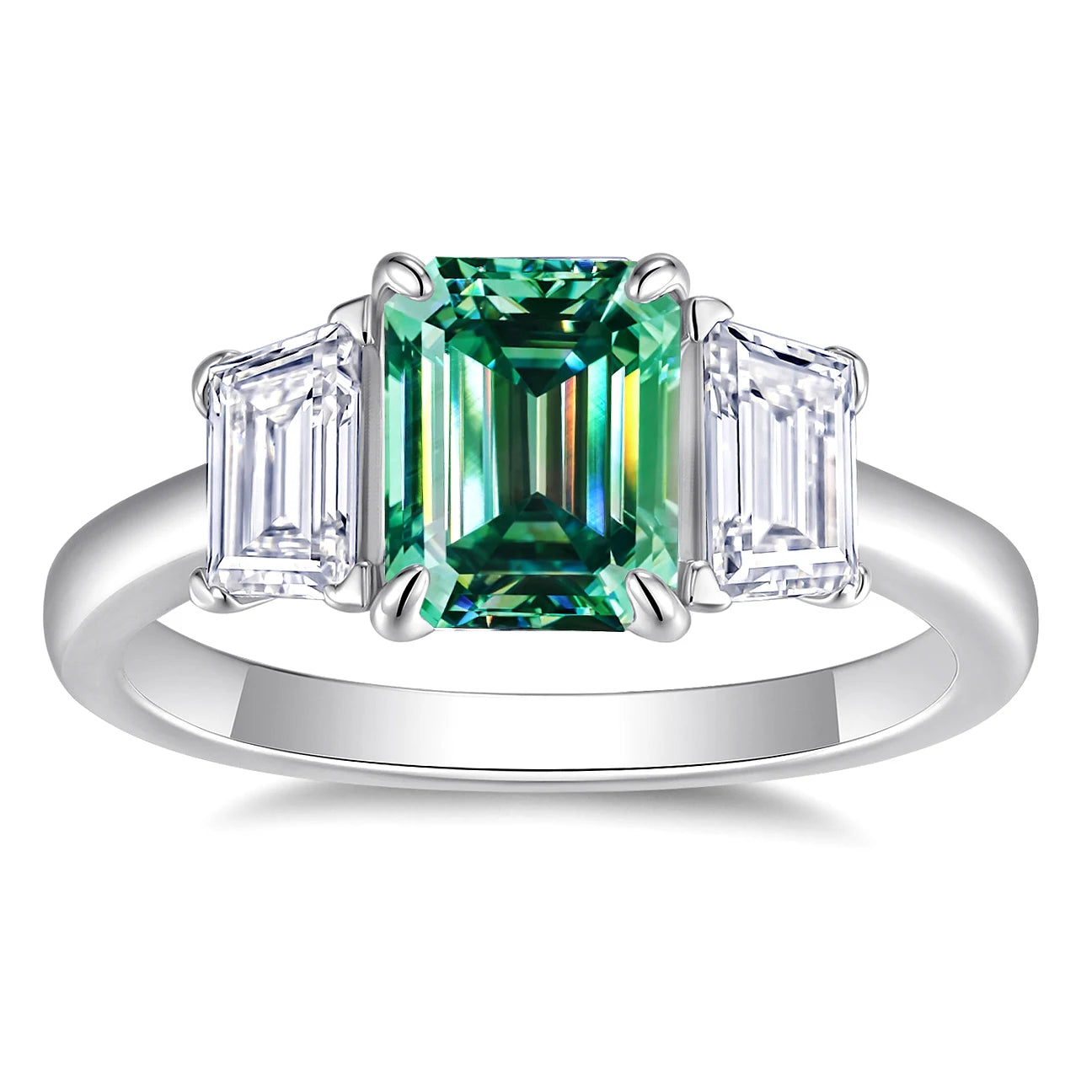 Shining 2.0ct 6x8MM Emerald Cut Moissanite Ring