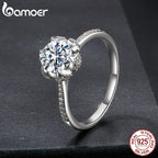 Bamoer 1CT Moissanite Flower Bud Ring Channel Set