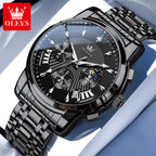 OLEVS Brand Fashion Red Watch For Men Luxury Sport - Black Silver