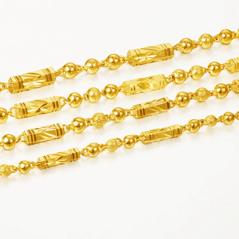 Men's Electroplated 18K Gold Necklace Hexagonal Buddha - 6mm / 60cm