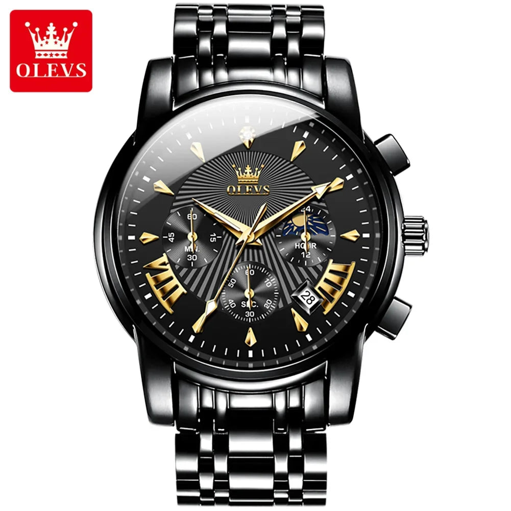 Olevs Men's Quartz Watches Top Brand Stainless