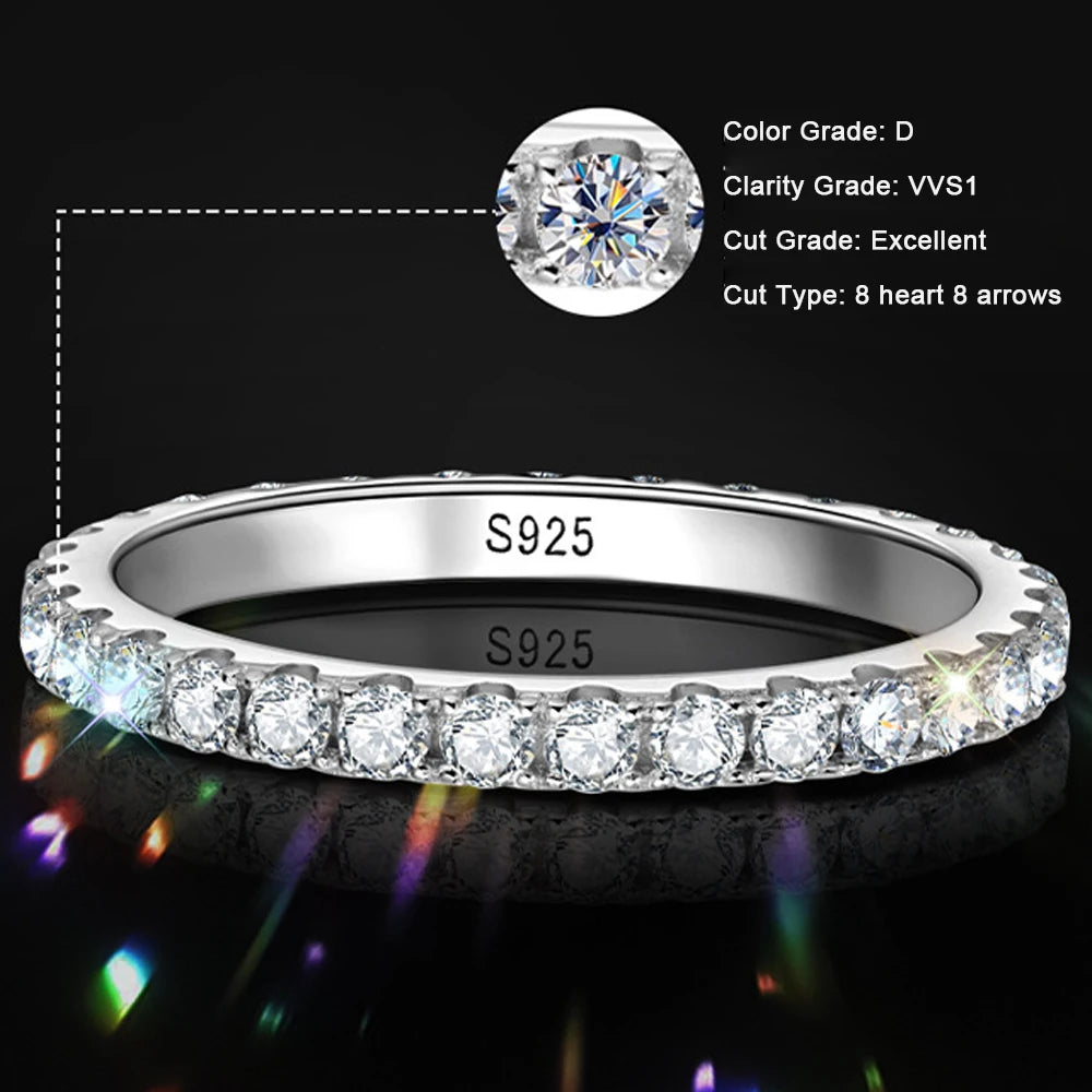 KNOBSPIN 2mm D Color Moissanite Ring 925 Sterling