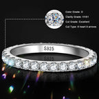 KNOBSPIN 2mm D Color Moissanite Ring 925 Sterling