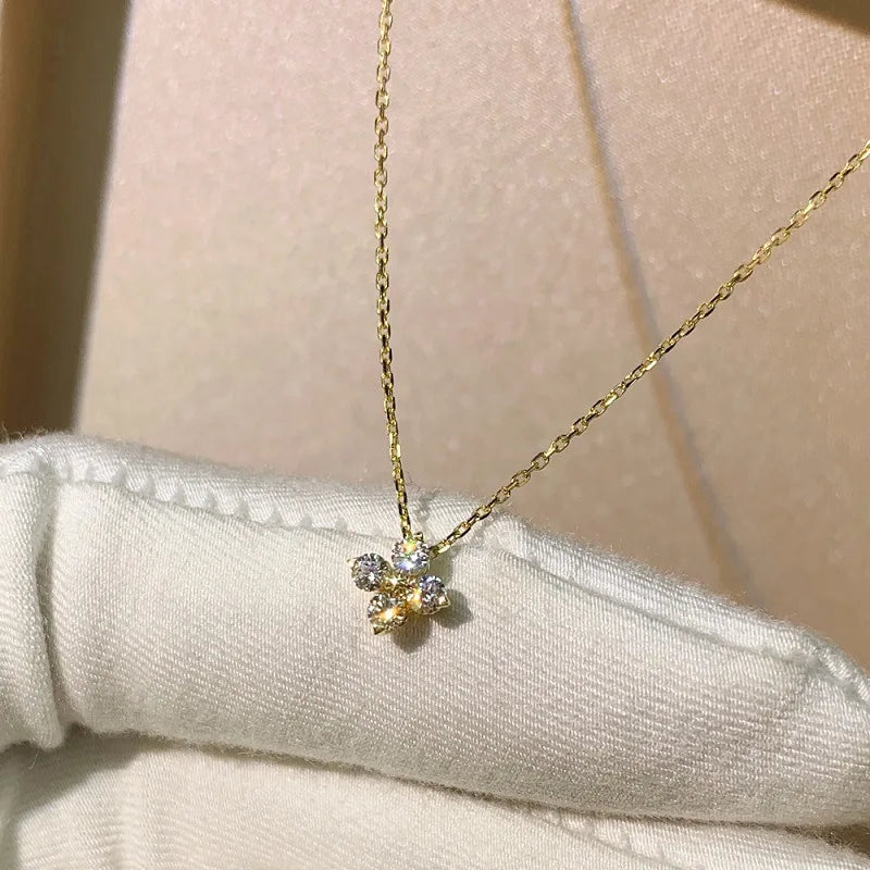 Tbcyd 3MM 0.4cttw D Color Clover Necklace Pendants