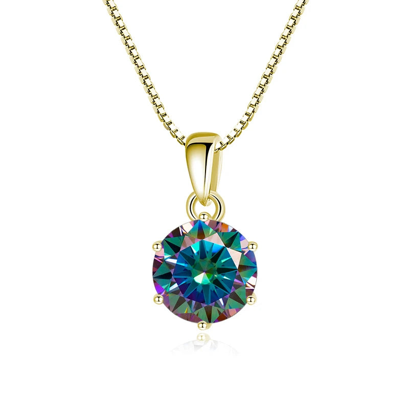 Butterflykiss 1 CT Real Moissanite Pendant Necklace - gold Rainbow / 45cm