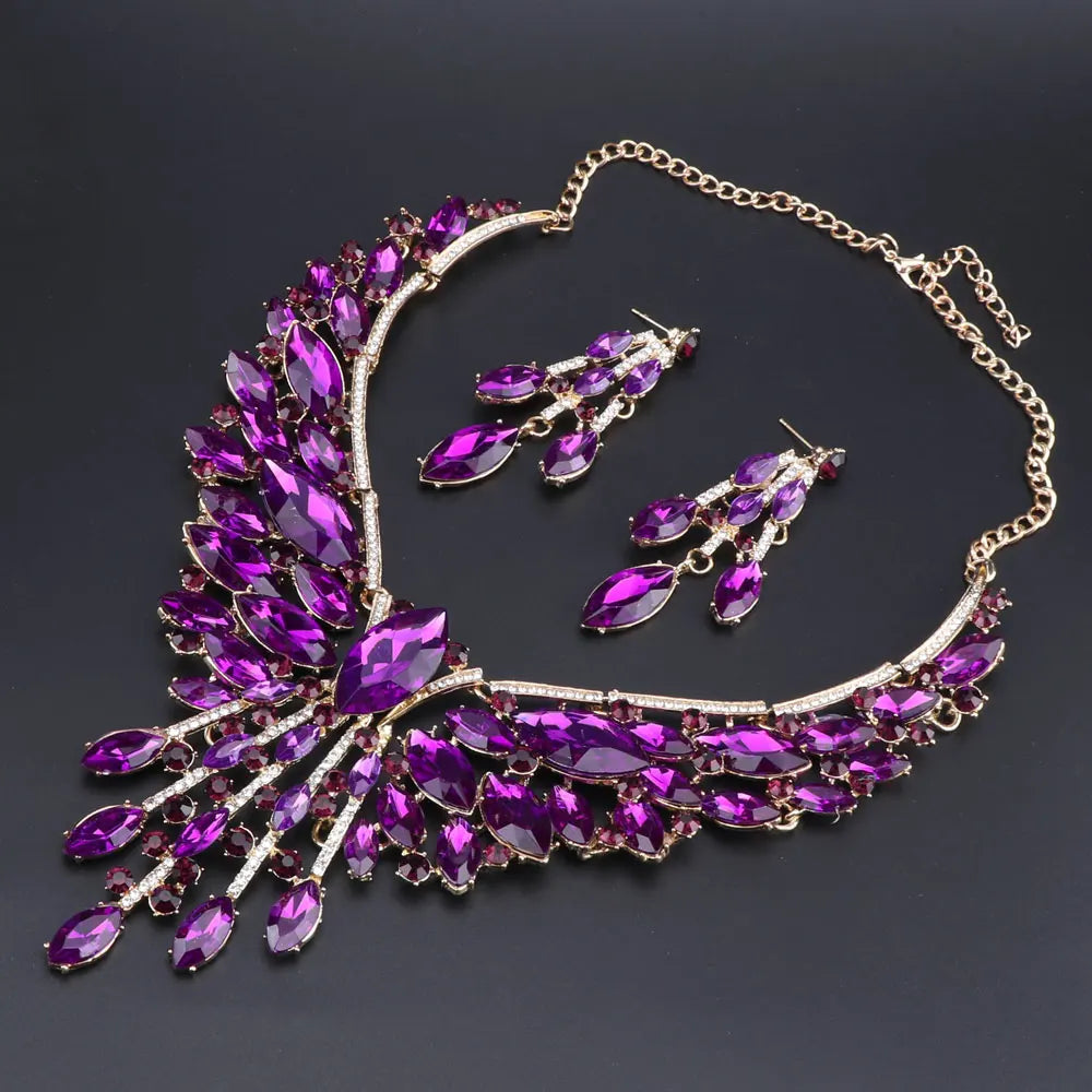 Crystal Bridal Jewelry Sets Wedding Party Costume.