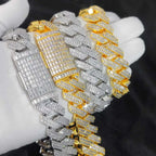 Collier ras du cou lourd Hip Hop Two Stone 20mm 2
