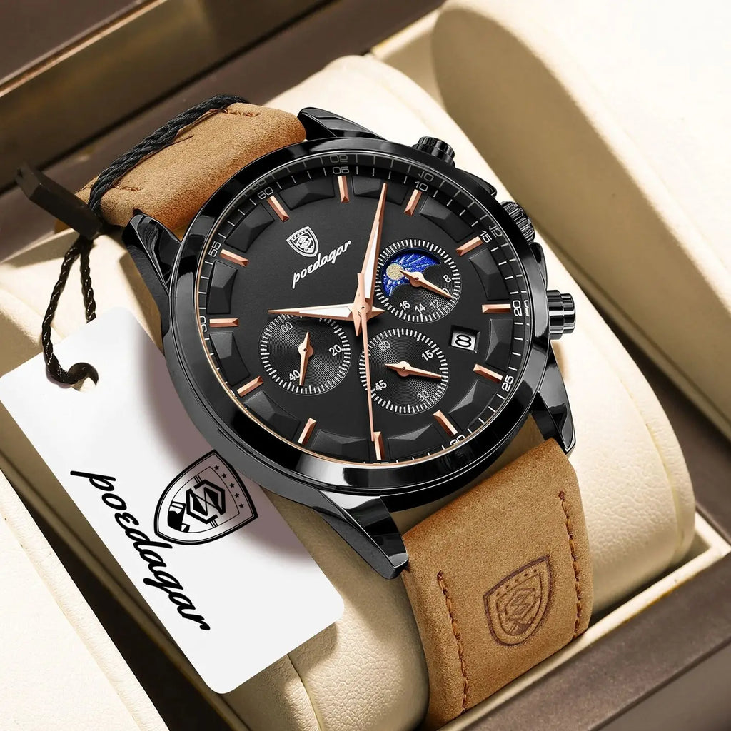 POEDAGAR Fashion Business Men Quartz Watch Waterproof