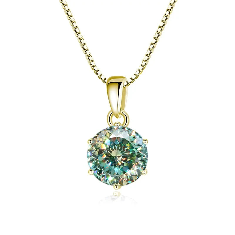 JoyceJelly 1 CT Real Moissanite Pendant Necklace For - gold 100 Cut Green / 45cm / 1 ct