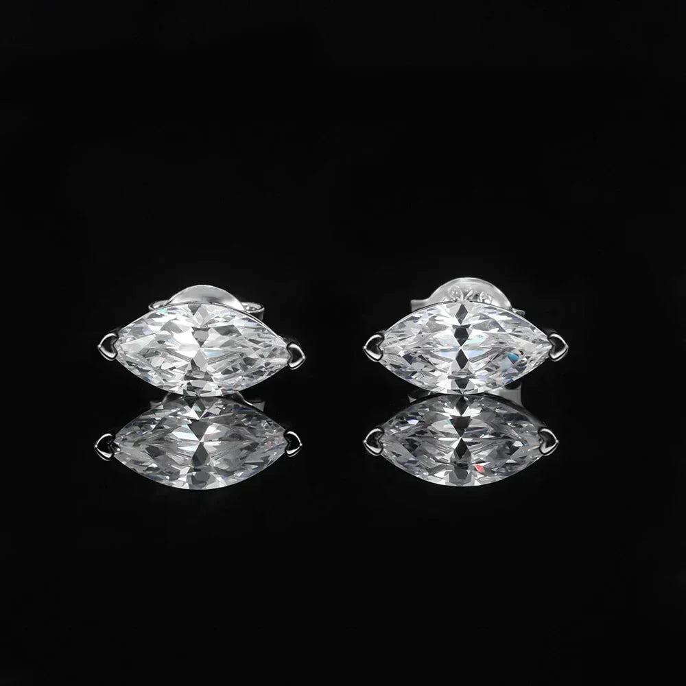 0.5/1carat Marquise Cut Moissanite Chain Earrings for - WHITE / 1carat 5x10mm, WHITE / 0.5carat 4x8mm
