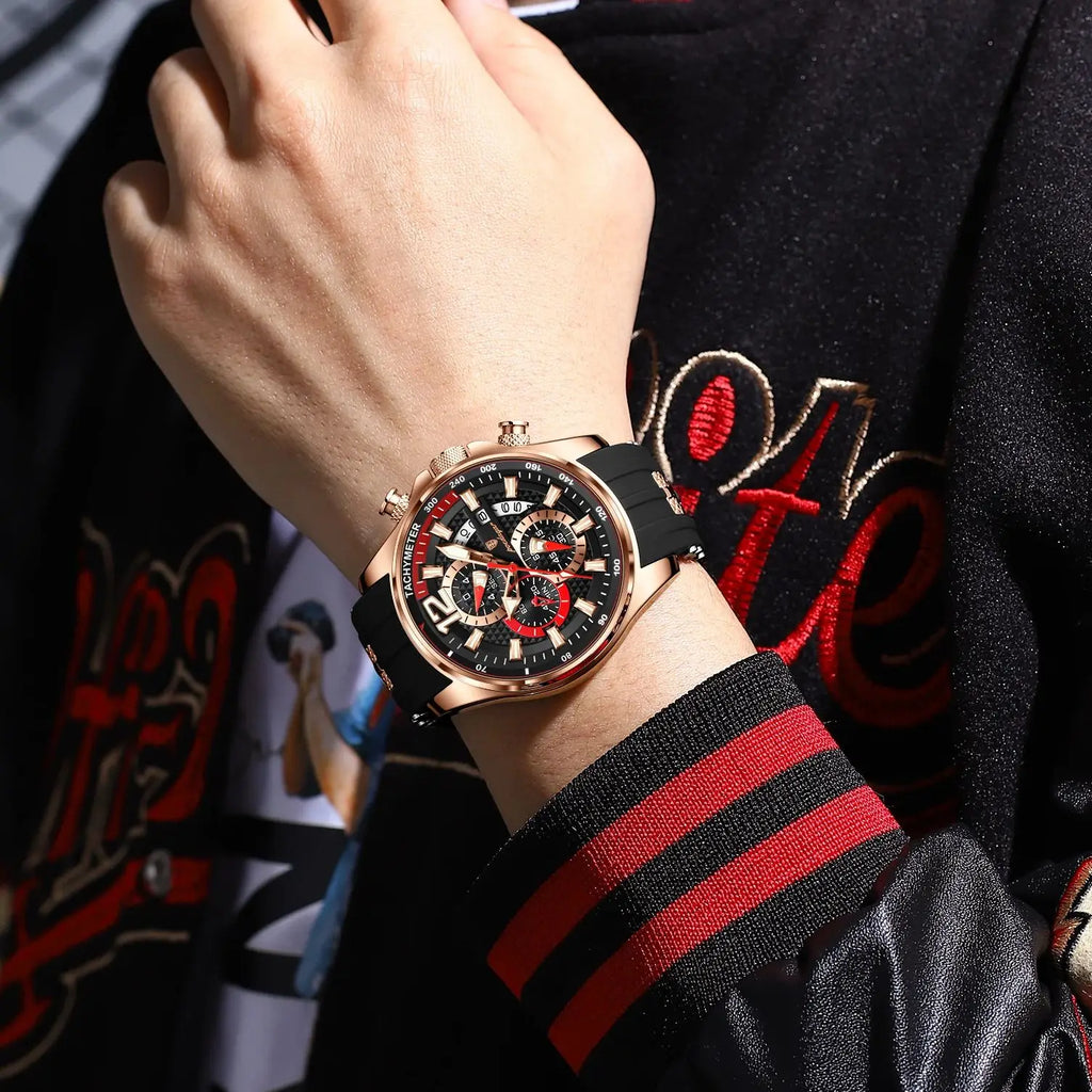 Poedagar Fashion Men Wristwatch Date Chronograph