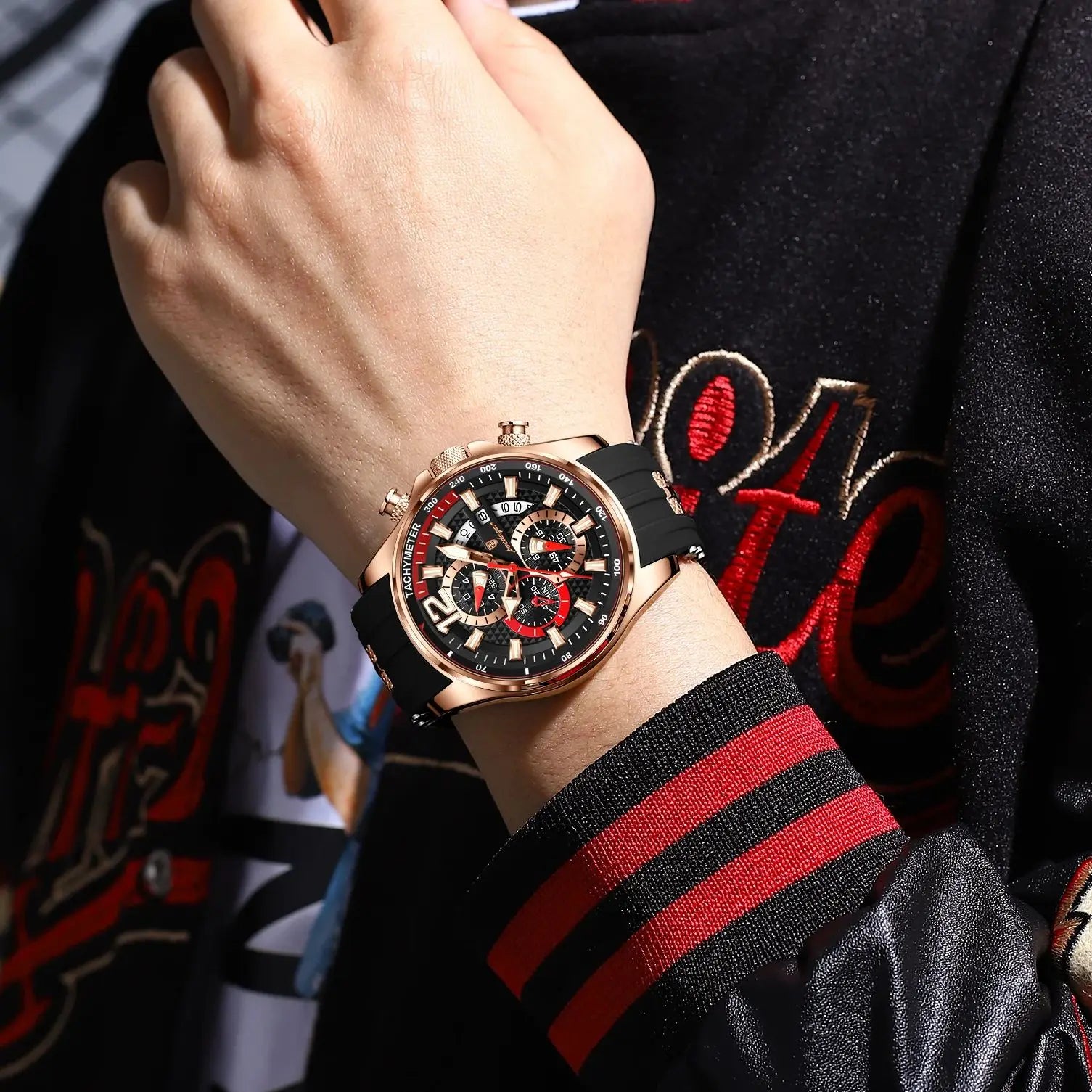 Poedagar Fashion Men Wristwatch Date Chronograph
