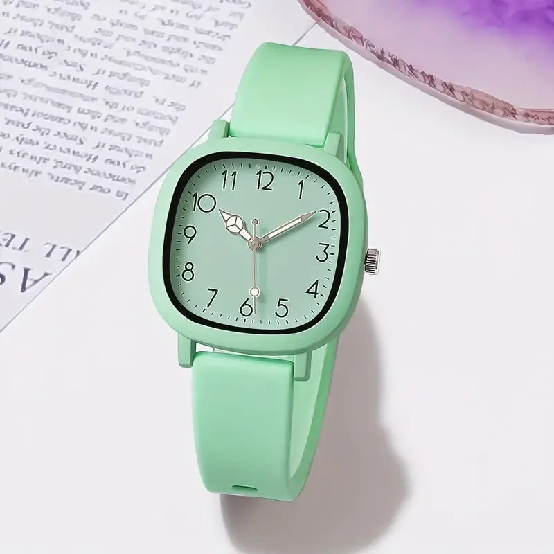 1/3/10PCS Fashion Silicone Band Women Quartz Watches - Green