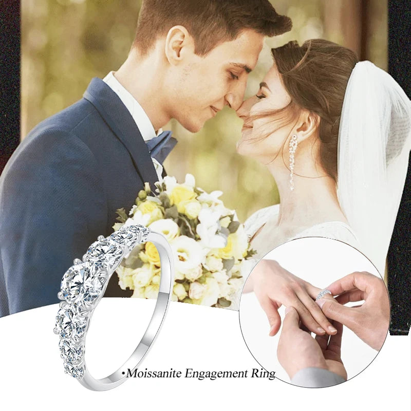 Bamoer Moissanite Ring Heart Setting D Color VVS1 EX