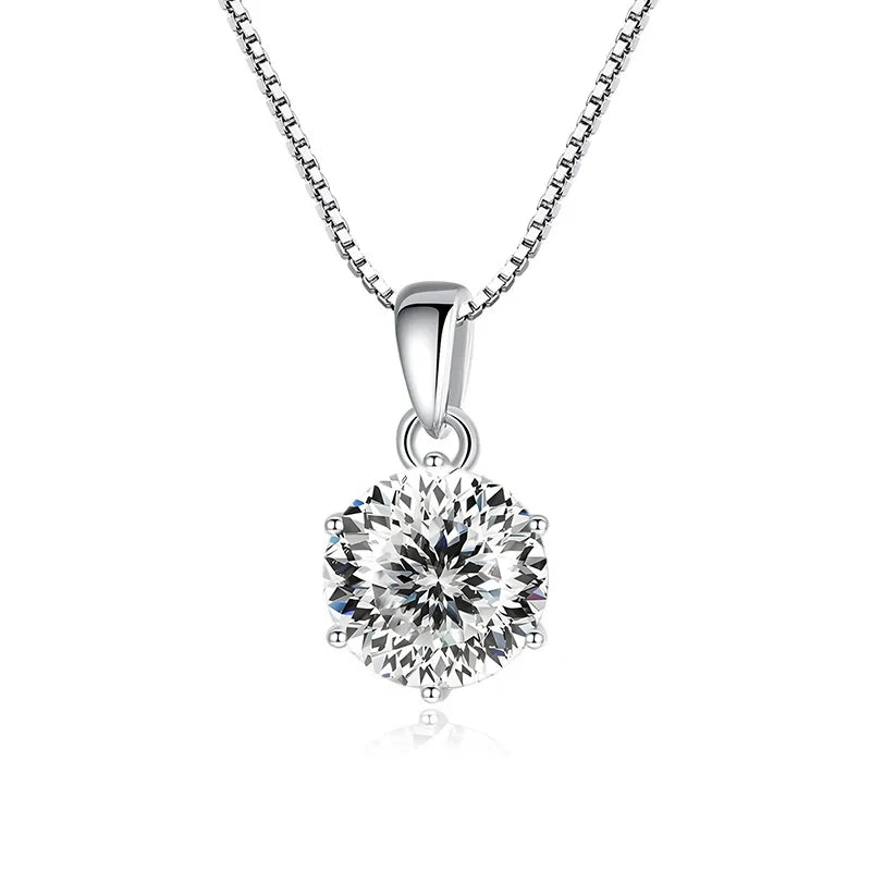 JoyceJelly 1 CT Real Moissanite Pendant Necklace For - silver 100 Cut White / 45cm / 1 ct