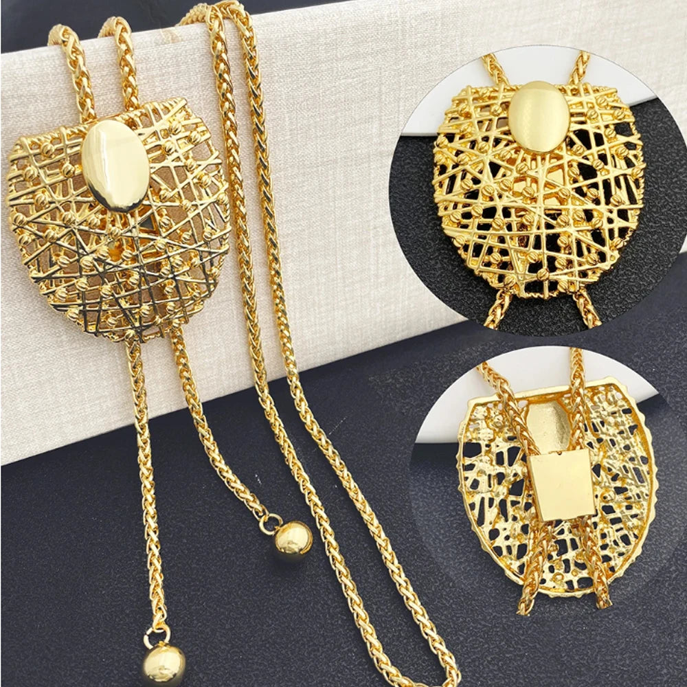 Gold Color Necklace Earrings Set For Women Unique
