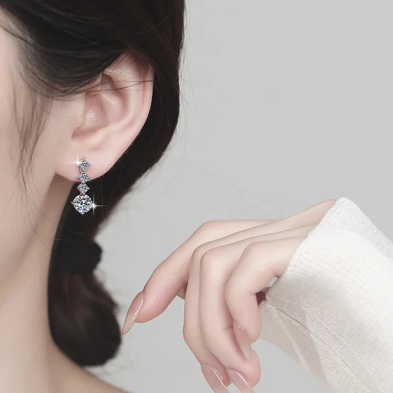 1-2ct Moissanite Earrings for Women Lab Grown