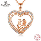 Eudora Echt 925 Sterling Silber Herzanhänger Halskette