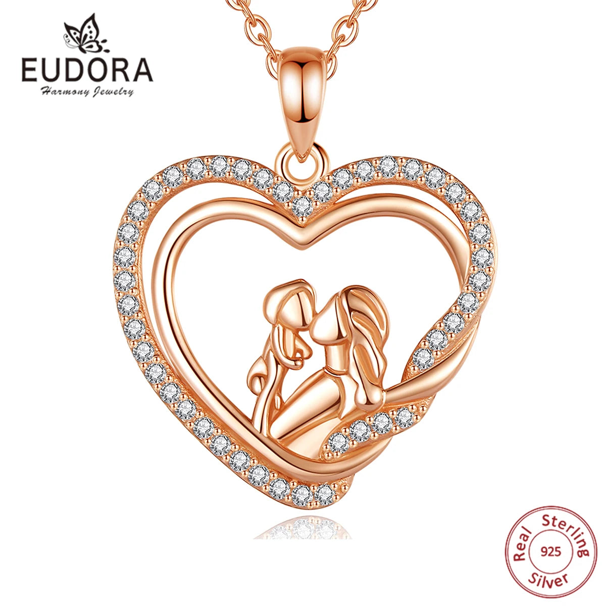 Eudora Real 925 Sterling Silver Heart Charm Neckla
