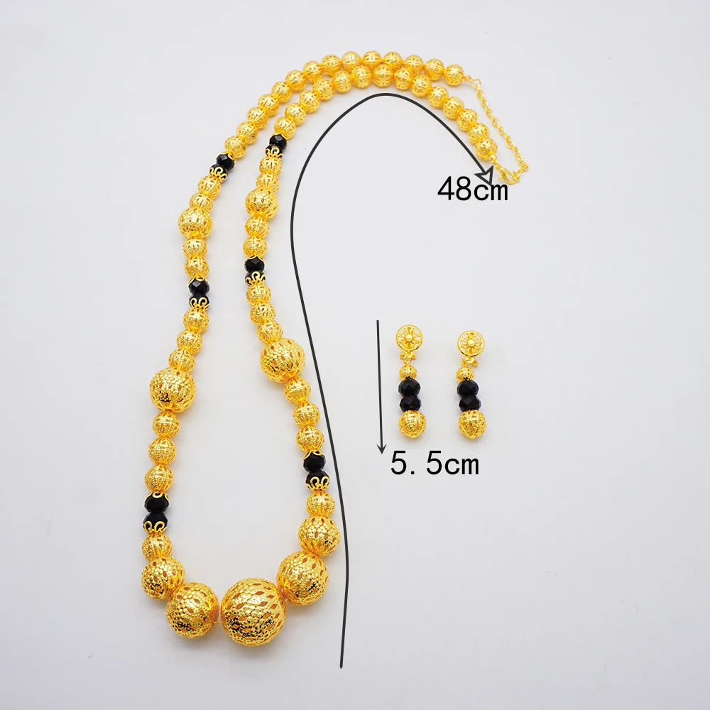 2024 Dubai Gold Color Jewelry Set Layered Necklace Big