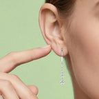 Anziw 42mm Long Dangle D Moissanite Drop Earrings for