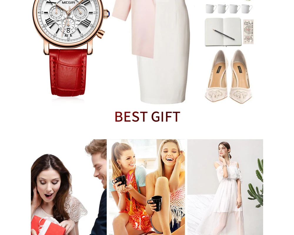 Megir Luxury Fashion Quartz Watch for Female Stude