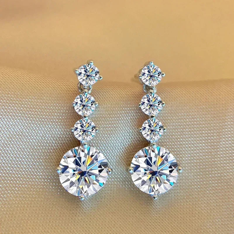 NKHOG S925 Silver Moissanite Drop Earrings For Women
