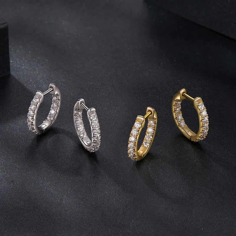 Bamoer U Moissanite Hoop Earrings 925 Sterling Silver