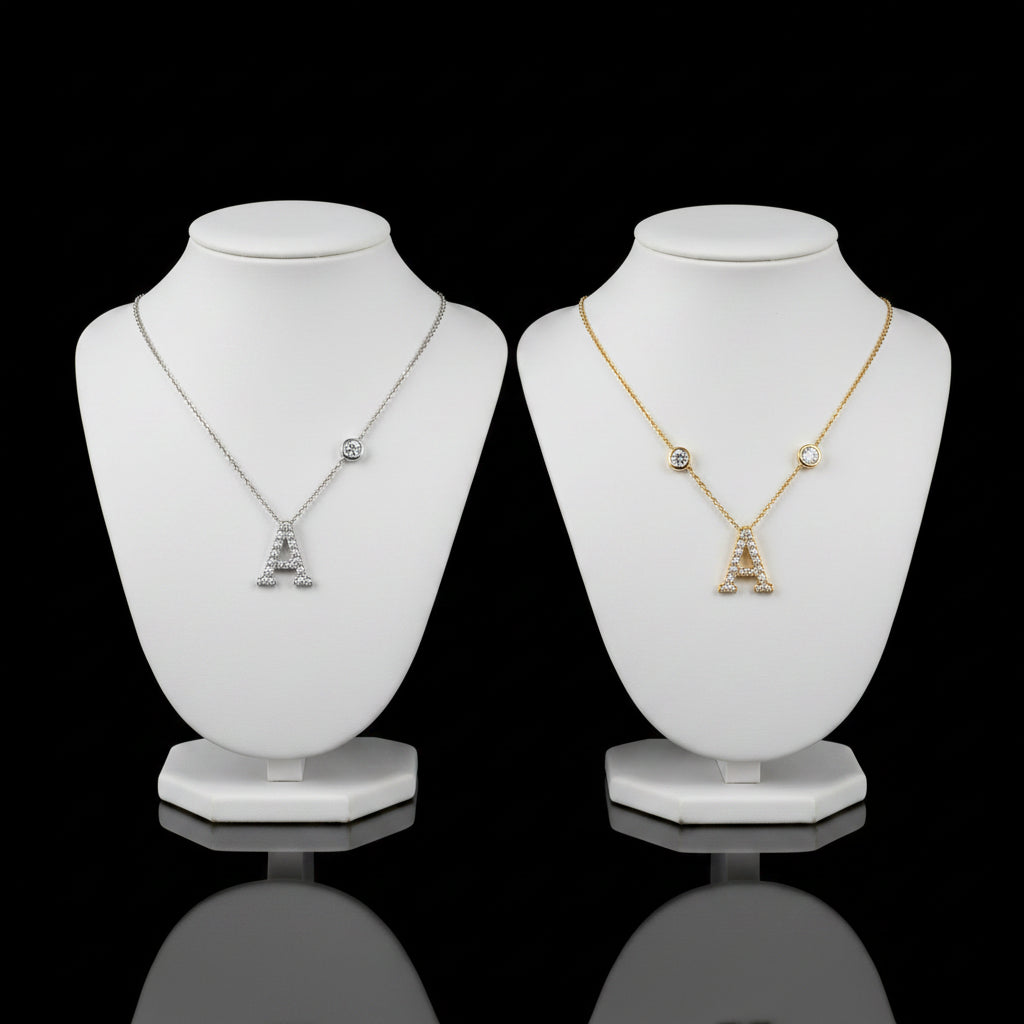 ANDYWEN 925 Sterling Silver Gold Small 26 Letters A- Z