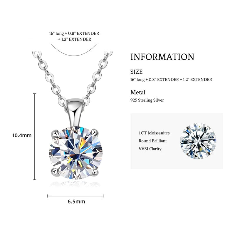 1.0 carat 2ct 3ct D Moissanite Solitaire Drop - 1.0ct White Gold