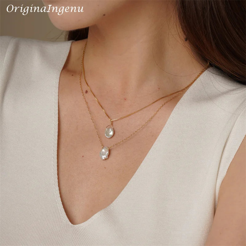 Natural Baroque Pearl Necklace Handmade Jewelry