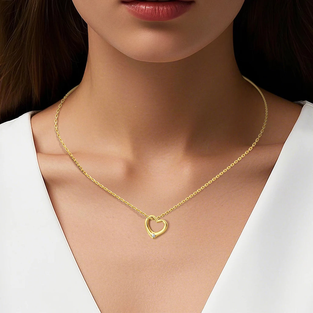 Love Shape Moissanite Pendant 14K Gold Lightweight