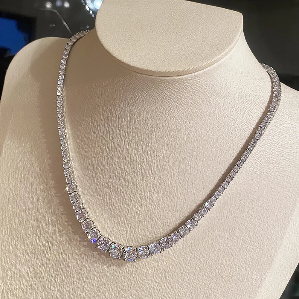 Moissanite Diamond Tennis Necklace with Certificat