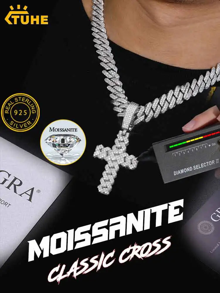 High Quality Unisex Classic Cross 14mm Cuban Link.