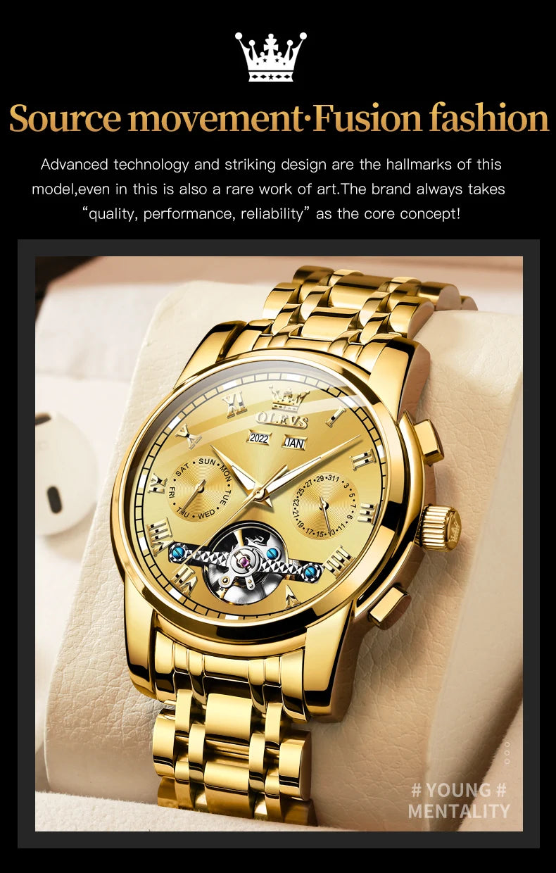 Olevs Automatic Mechanical Watch for Men Date