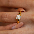 Lumira Princess Square 100% 18K Gold Ring Band