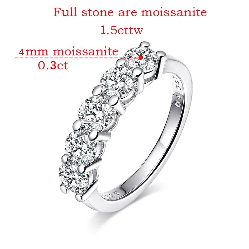 White Gold D Color 4mm Moissanite Ring for Women 1.5CT