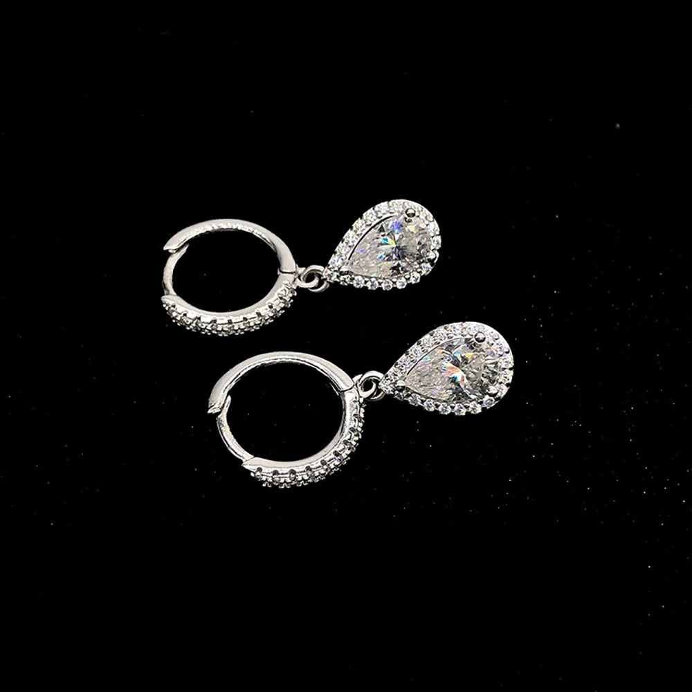 1carat Waterdrop Moissanite Hoop Earrings for