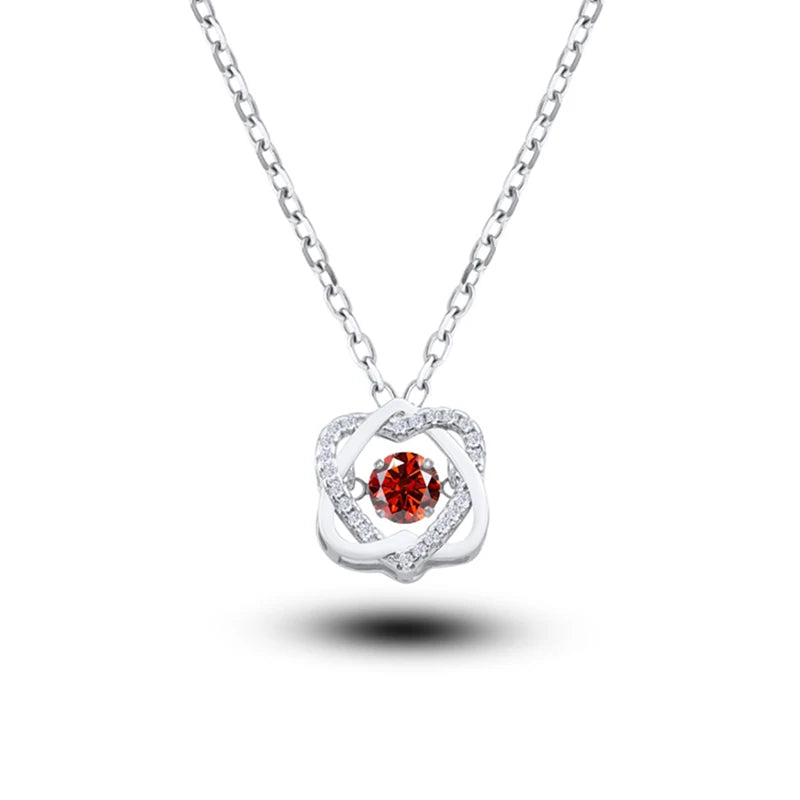 0.5ct GRA Moissanite Necklace for Women Sparkling - garnet red / China Mainland