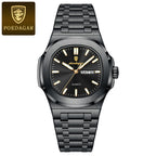 POEDAGAR Luxury Square Men's Watches Waterproof - 853 Black Black