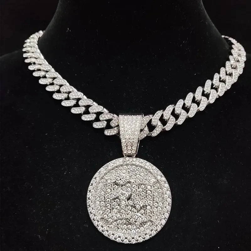 Men Women Hip Hop Number 69 Pendant Necklace Cryst