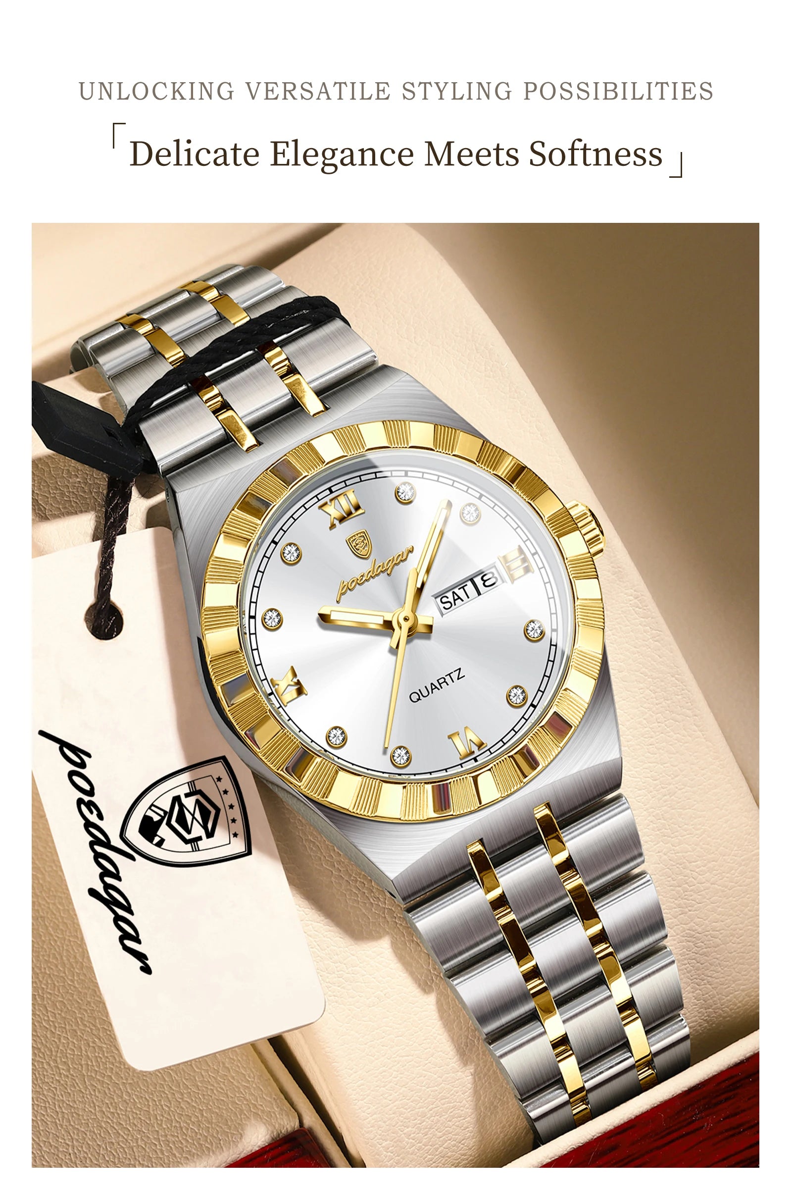 Poedagar Casual Ladies Watch Luminous Waterproof