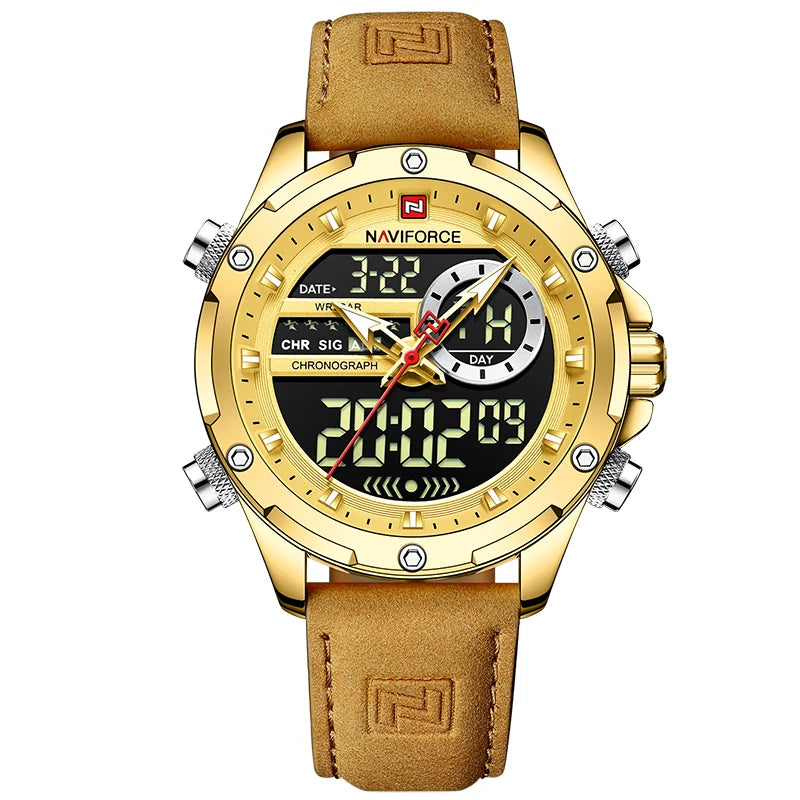 NAVIFORCE Digital Men Military Watch Waterproof - Gold Gold