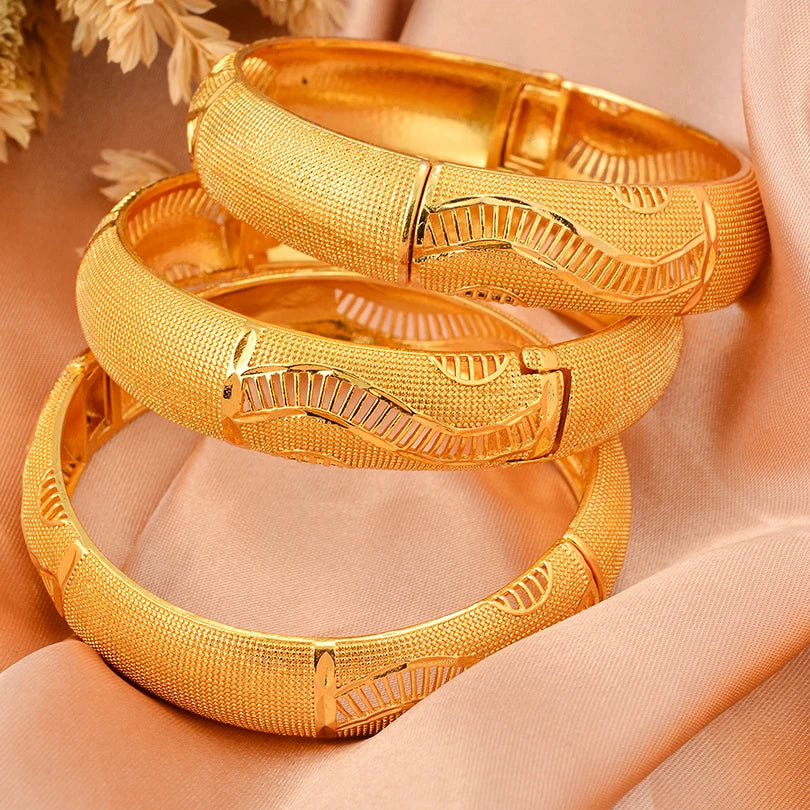 Bracelets Dubai Gold Color Bangles For Women Men Girls - 3cps 2 / 58-60mm / Gold
