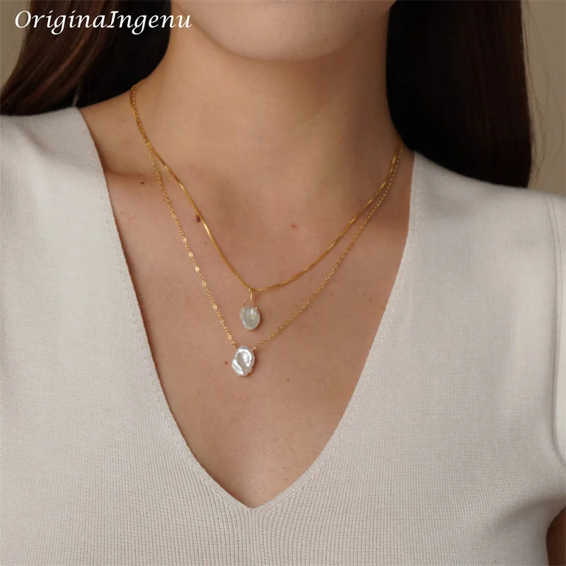Natural Baroque Pearl Necklace Handmade Jewelry