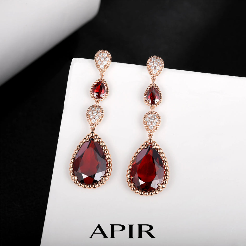 Apir Garnet Water Drop Earrings for Woman Bohemian