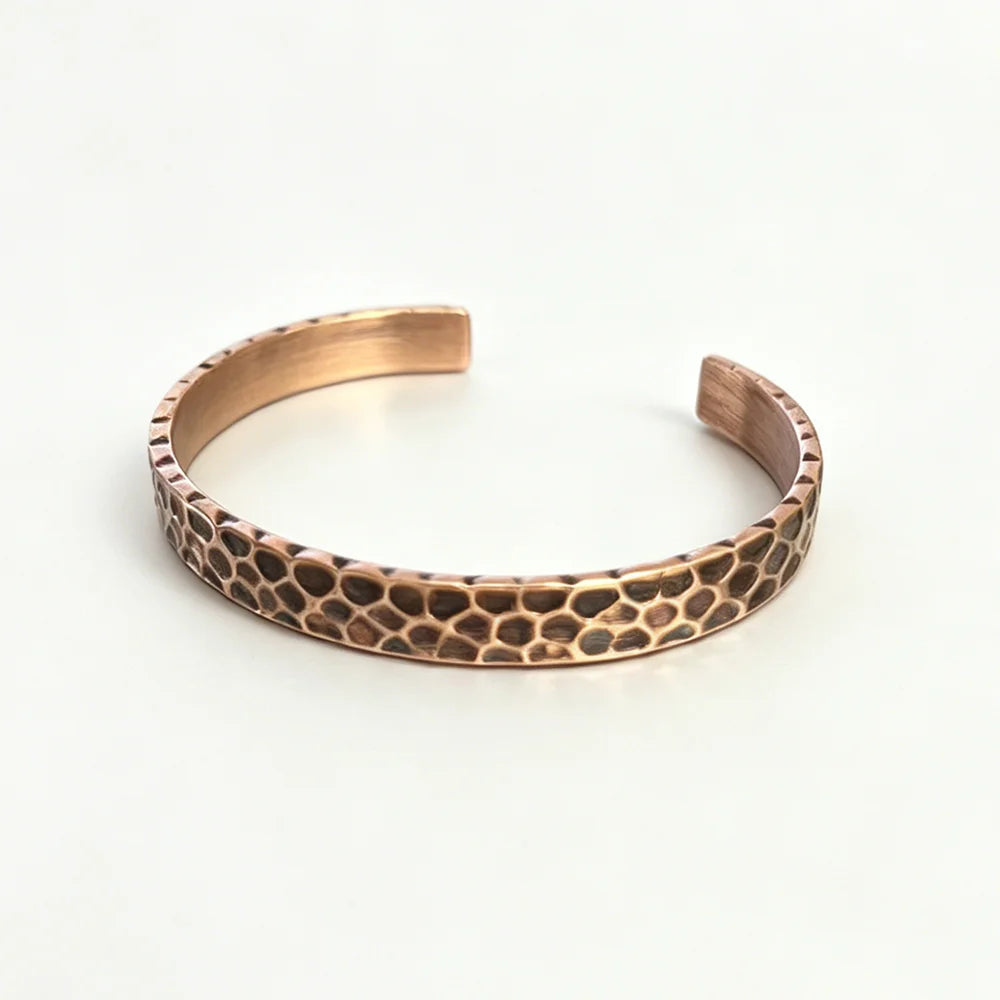 Hammered Solid Copper Metal Bracelet Rustic Vingtage
