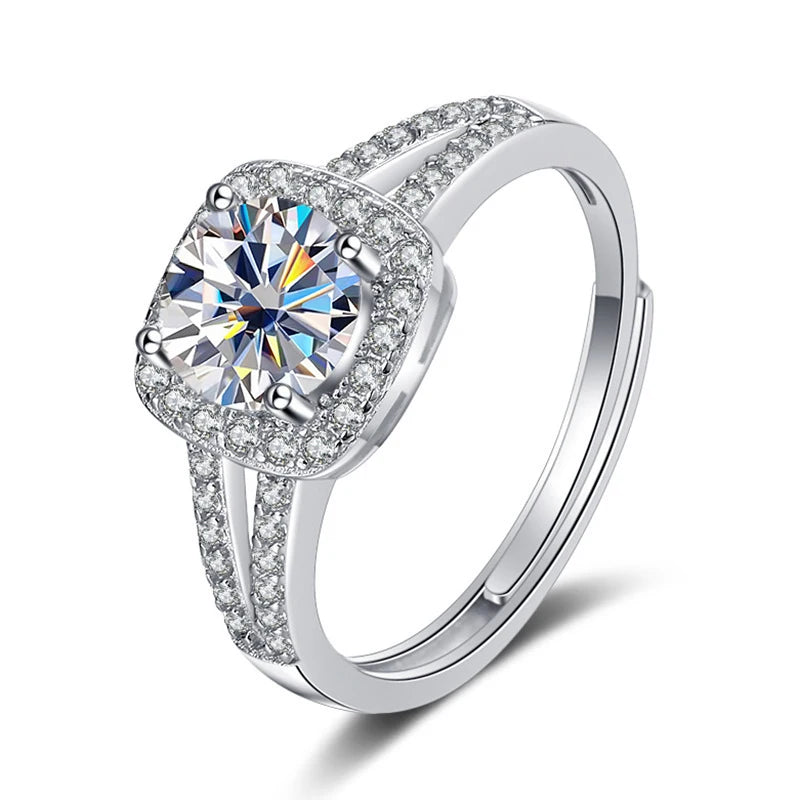JoyceJelly 13-farbiger echter Moissanitring 1 Karat 6,5 MM