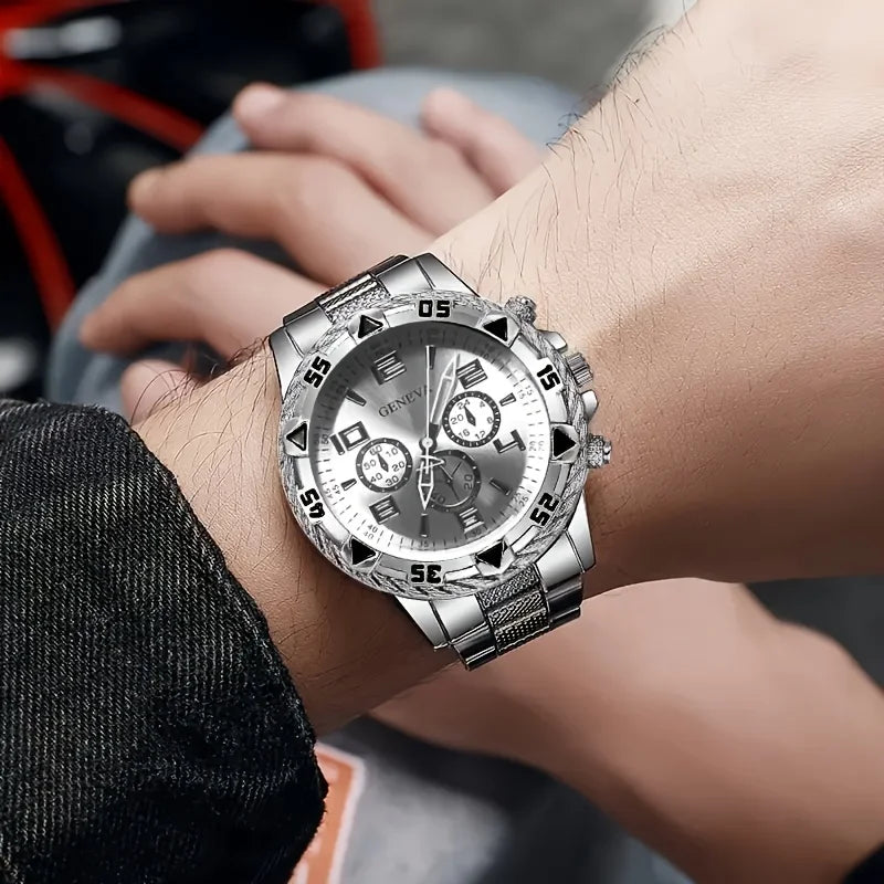[4pcs/set Business Quartz Watch] Large Dial Trendy