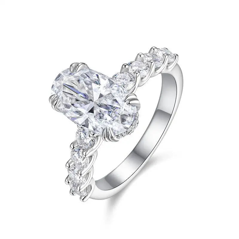Super Flash 3ct 7x12MM Elliptical Moissanite Ring